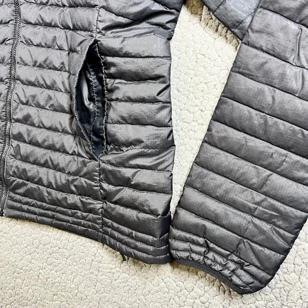 Patagonia Down Sweater Jacket Women's Medium Black Puffer Full Zip Cloudera Logo - Picture 5 of 14